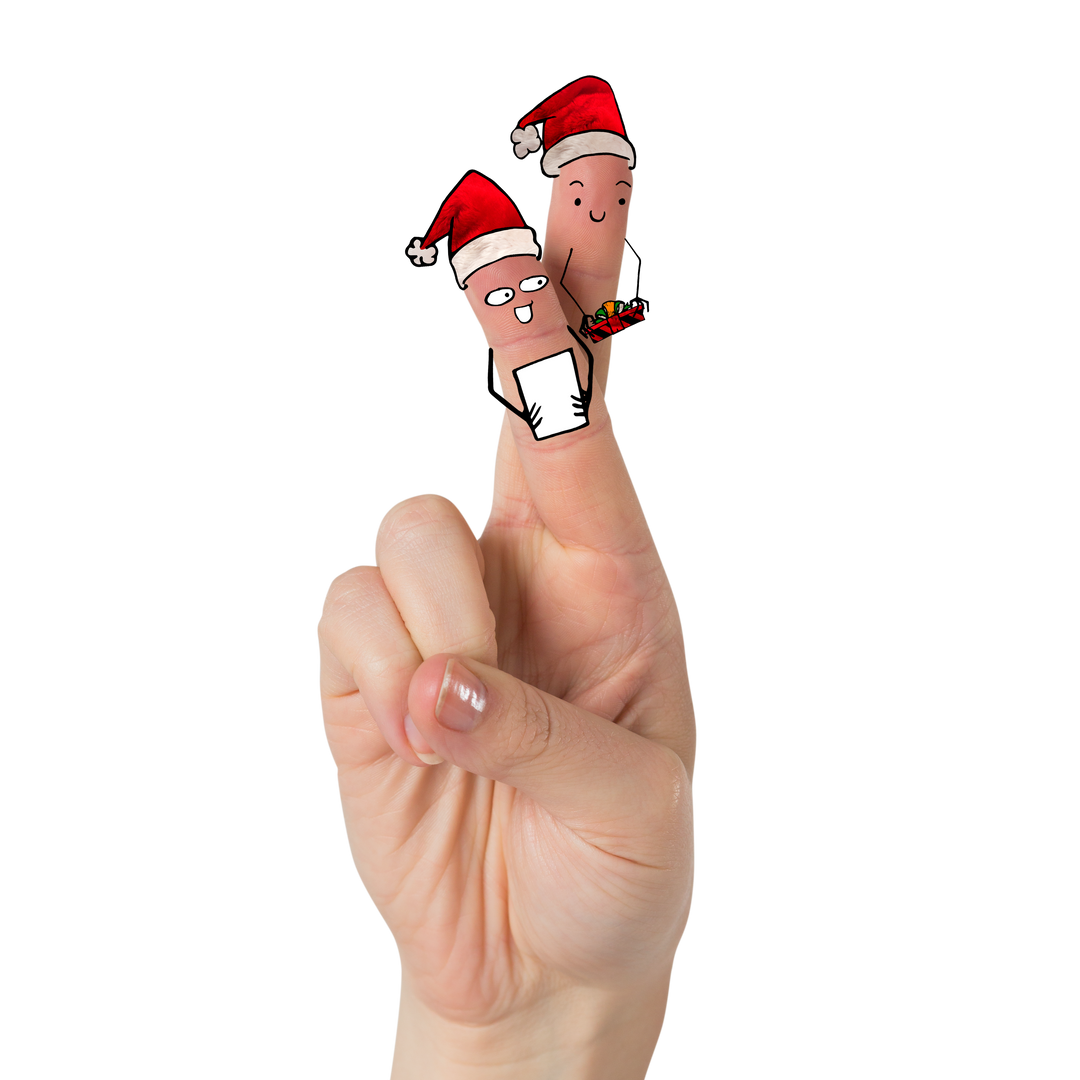 Fingers with Santa Hats Embrace Christmas Festivities on Transparent Background - Download Free Stock Images Pikwizard.com