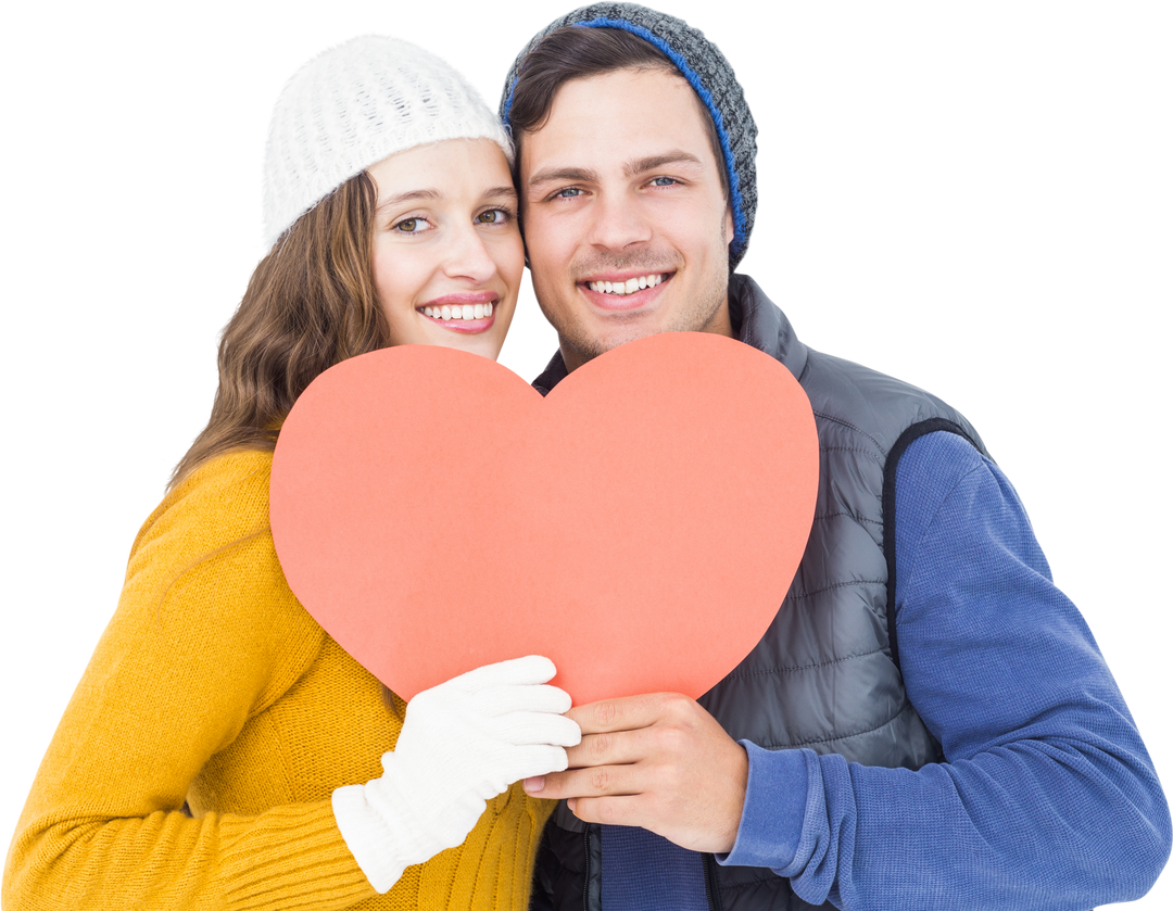 Happy Couple Holding Large Heart on Transparent Background - Download Free Stock Images Pikwizard.com