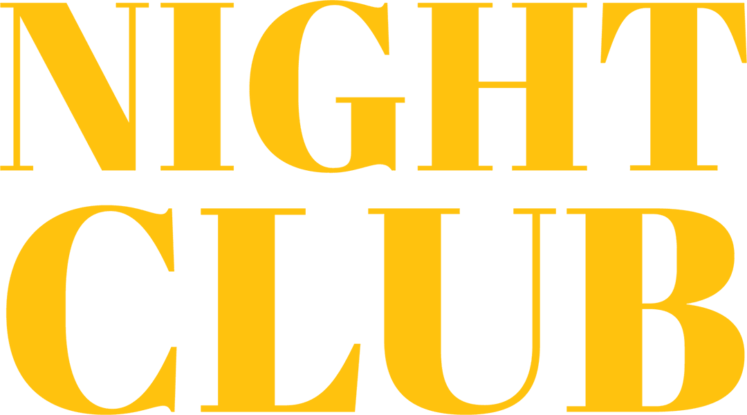 Bold Yellow Night Club Text on Transparent Background