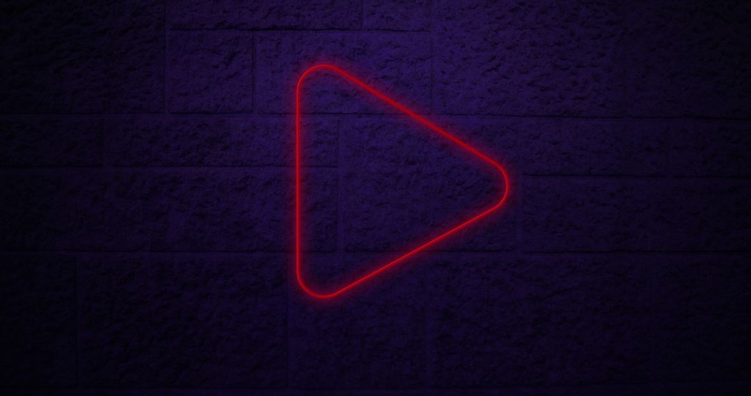 Red Neon Play Button Icon on Dark Brick Background - Free Images, Stock Photos and Pictures on Pikwizard.com