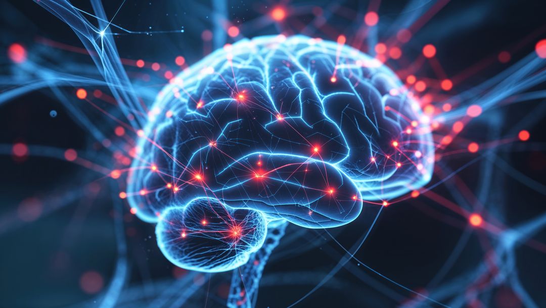 Glowing Neural Network Brain in Digital Space