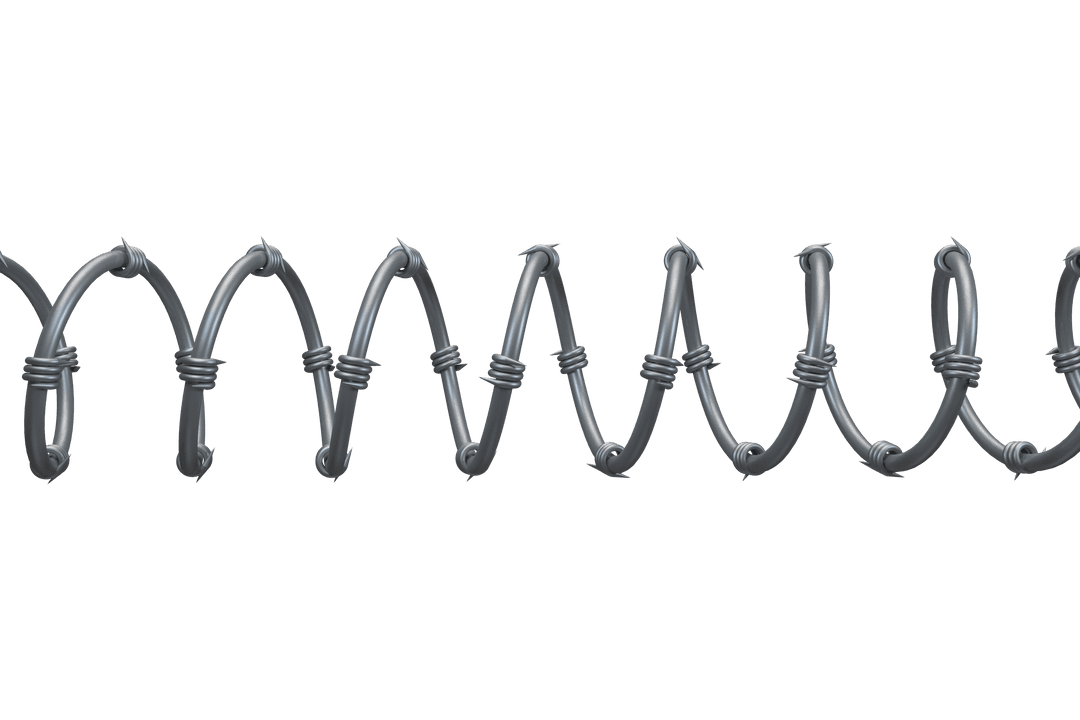 Barbed Wire Fence on Transparent Background for Security Concepts