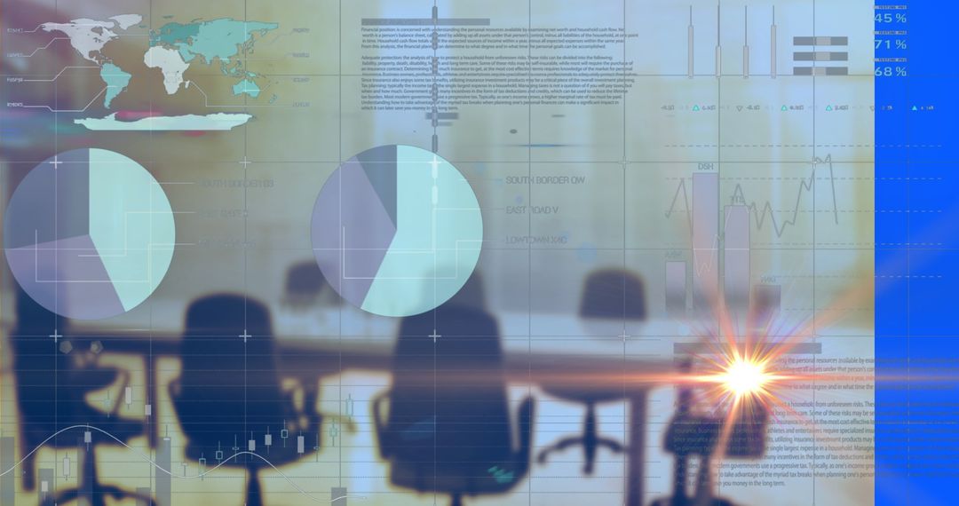 Dynamic Business Statistics Overlay on Modern Office Environment