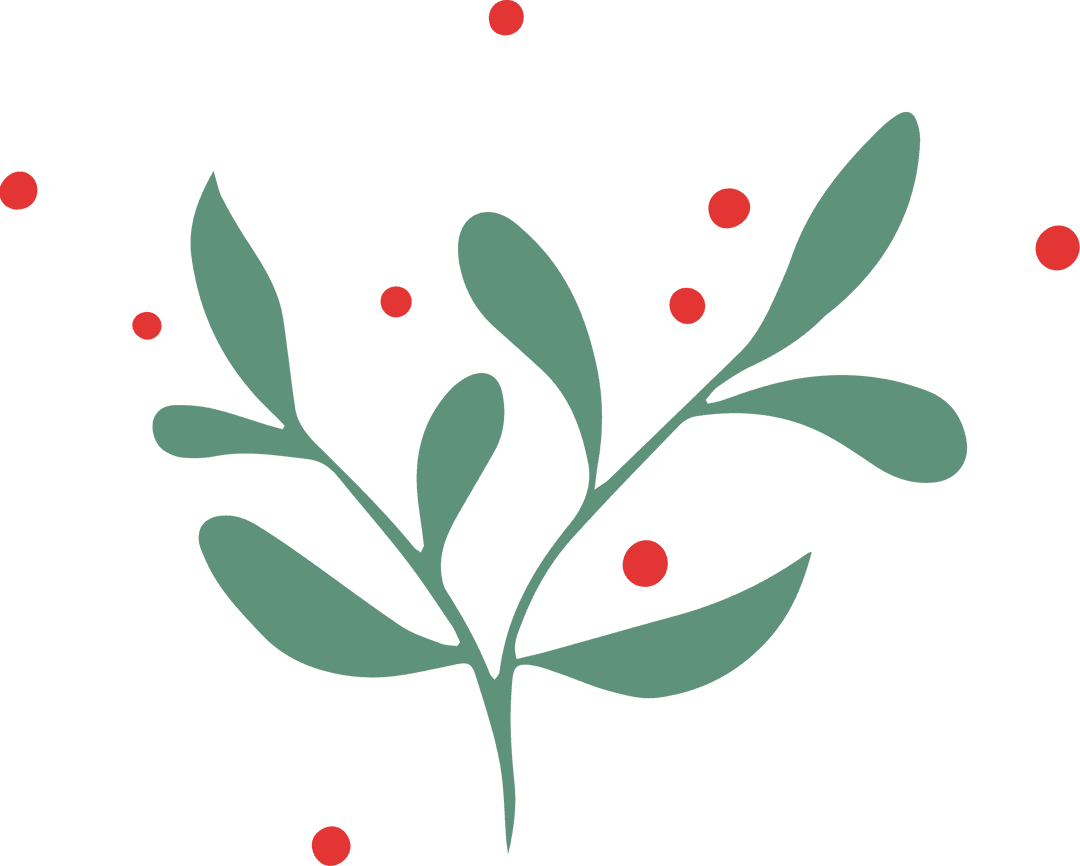 Transparent Green Branch Illustration with Red Berries