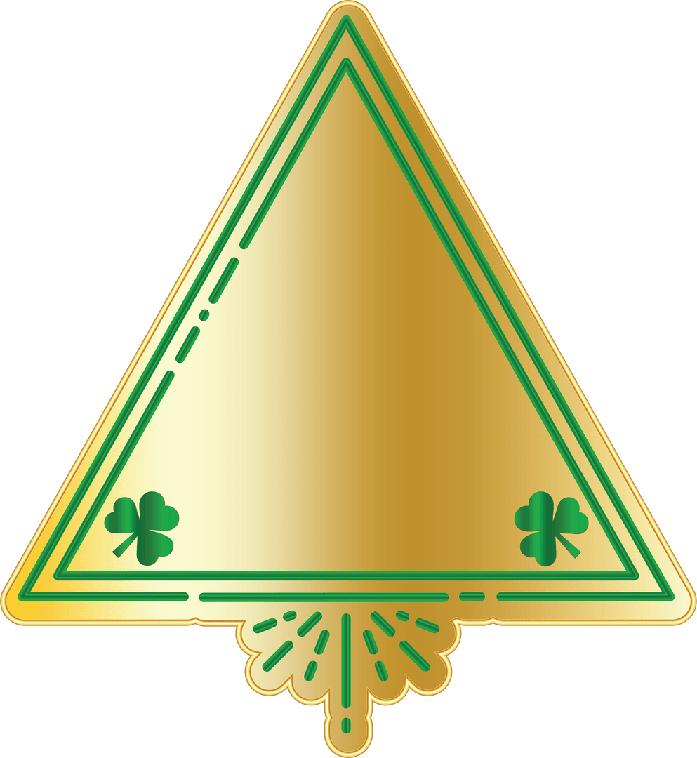 Transparent Yellow Triangle with Shamrocks for St. Patrick's Day