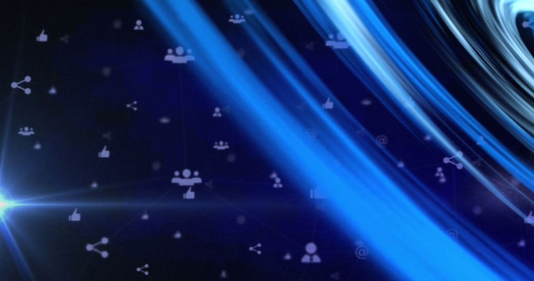 Digital Media Network with Abstract Neon Background