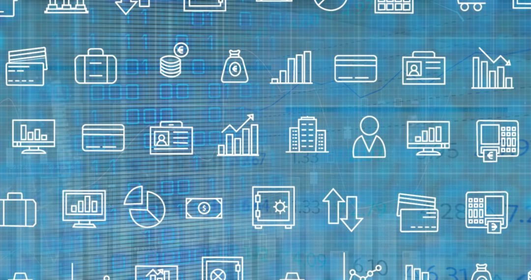 Digital Interface Featuring Business and Finance Icons