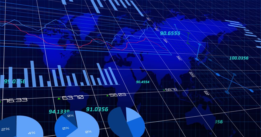 Global Financial Data Visualization with Charts on Digital Map