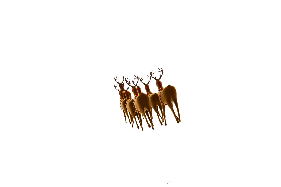 Running Reindeer Herd on Transparent Background for Christmas Design