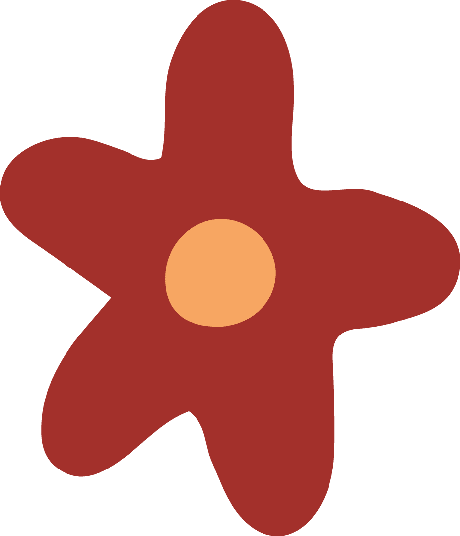 Abstract Modern Red Shape with Orange Center on Transparent Background