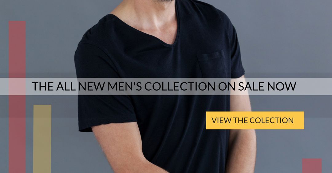 Stylish Men's Black T-Shirt Promotion Highlighting New Clothing Range - Download Free Stock Templates Pikwizard.com