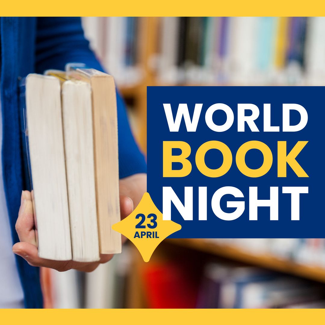 World Book Night Celebration with Stacked Books