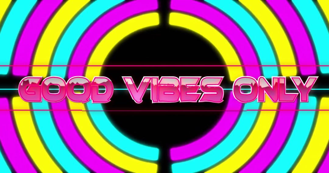 Neon Good Vibes Only Text on Colorful Geometric Background