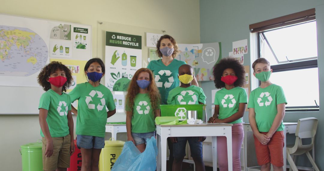 Diverse Group of Children Learning About Recycling in Classroom - Free Images, Stock Photos and Pictures on Pikwizard.com