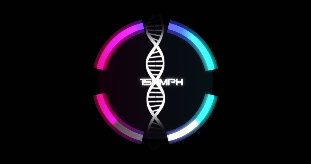 Futuristic DNA Strand Over Speedometer Concept on Black Background