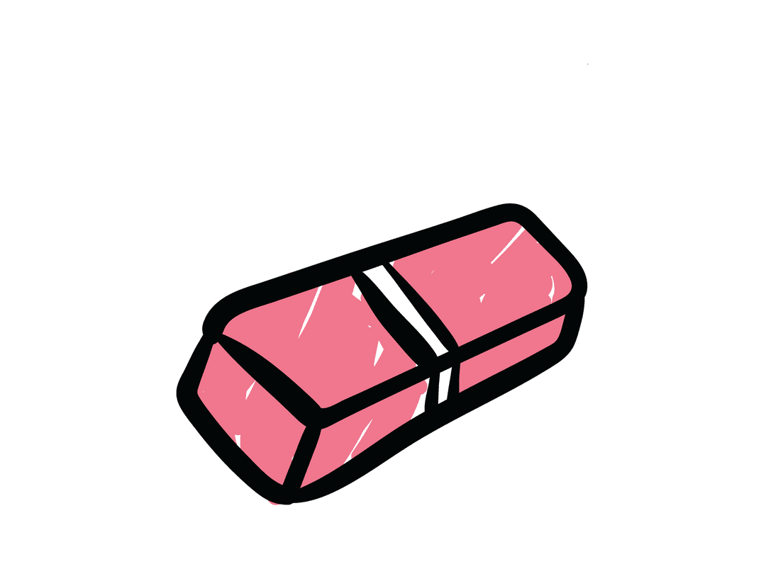 Pink Eraser Digital Illustration on Transparent Background