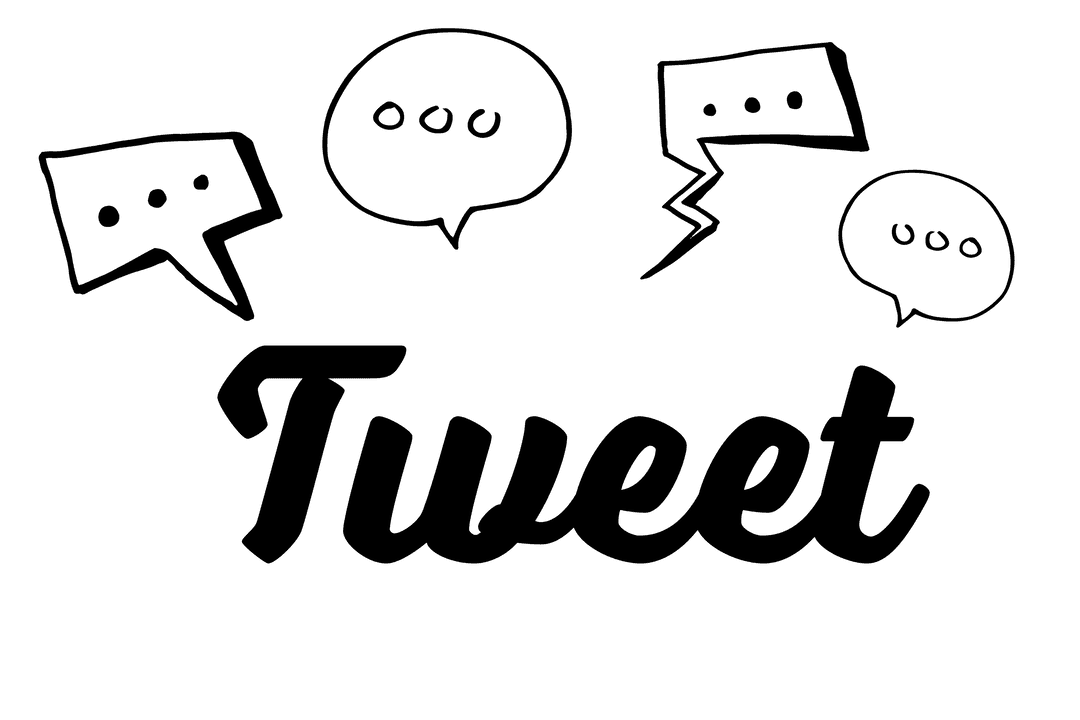 Digital Tweet Text with Speech Bubbles on Transparent Background