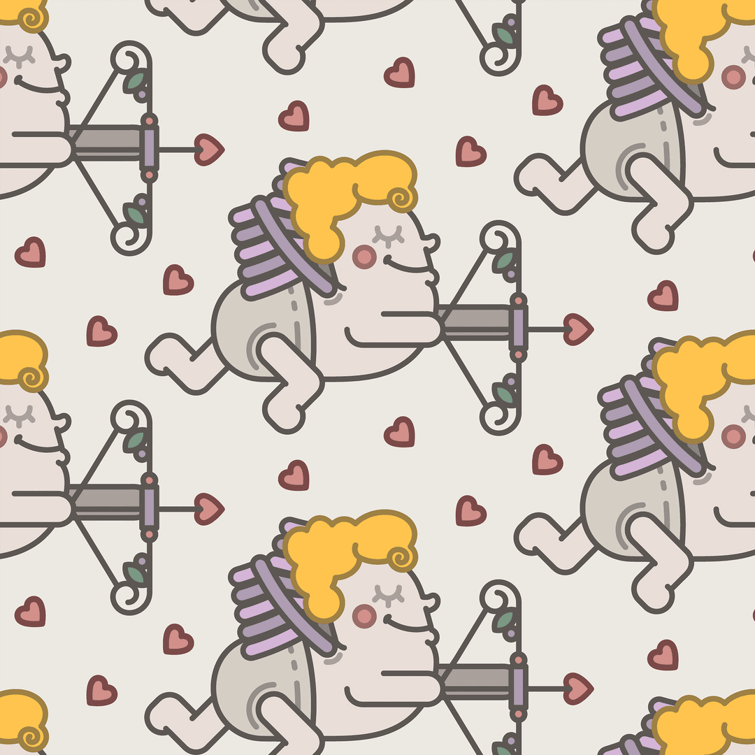 Cute Cupid Pattern on Transparent Background for Valentine's Day