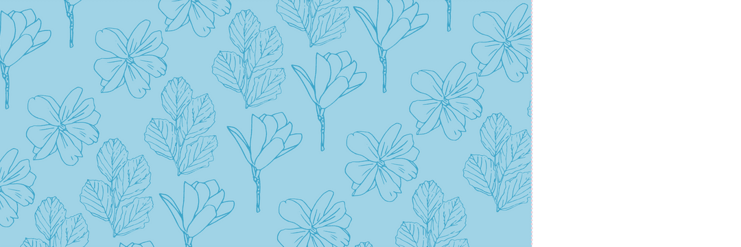 Seamless Blue Floral Leaf Pattern on Transparent Background