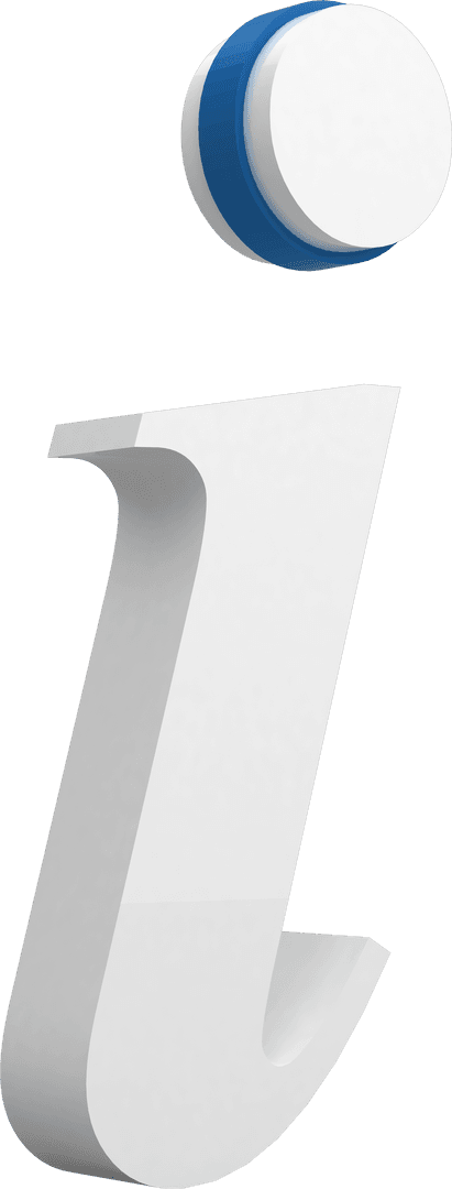Transparent 3D Information Icon with White and Blue Design
