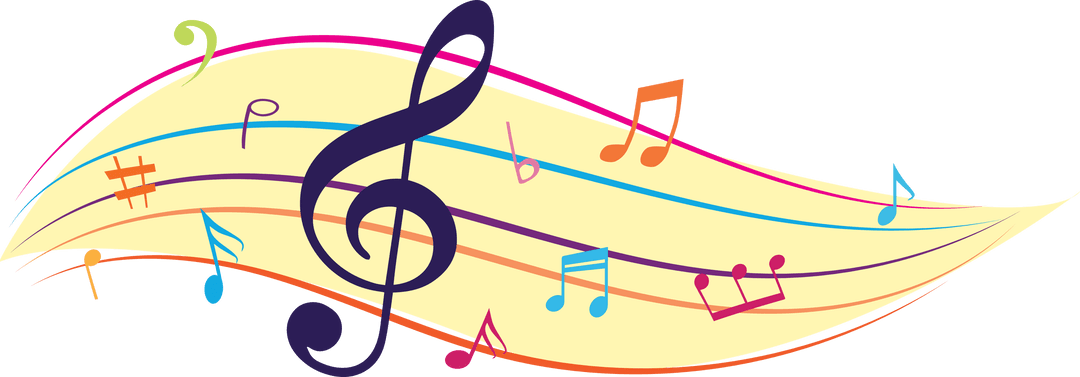 Colorful Music Notes on Transparent Background Decorative Design