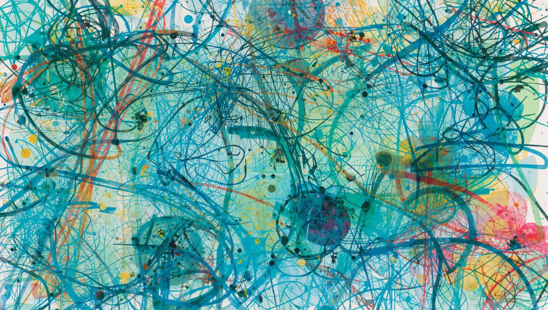 Dynamic Abstract Expressionism with Multicolored Strokes and Patterns