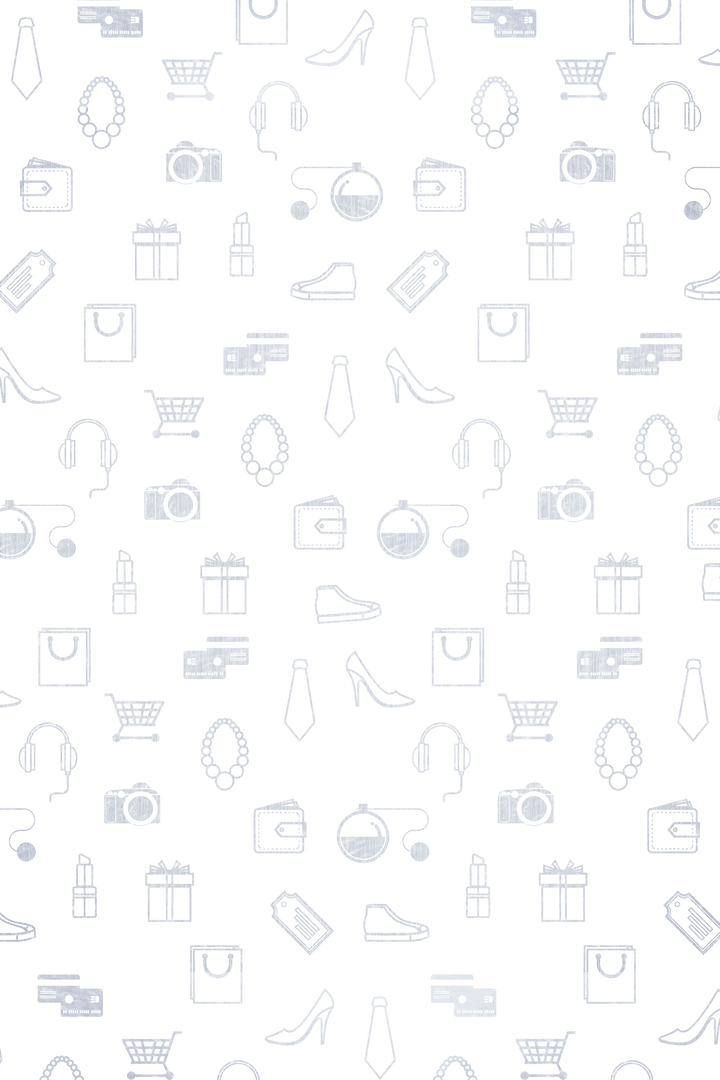 Seamless White Shopping Icons on Transparent Background
