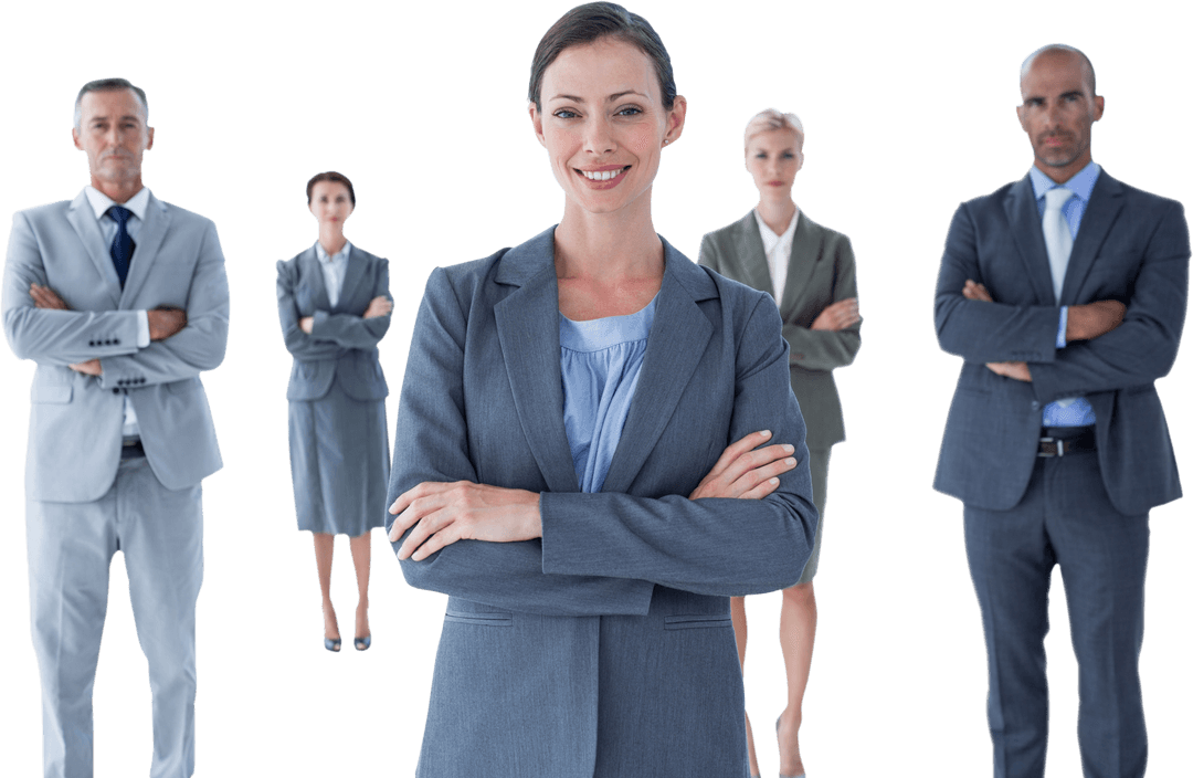 Transparent Professional Business Team Group in Confident Stance