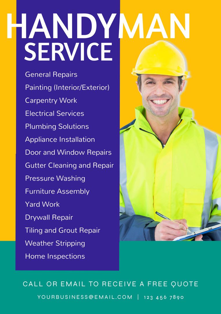 Professional Handyman Service Advertisement Poster - Download Free Stock Templates Pikwizard.com