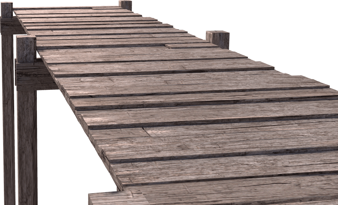 Transparent Rustic Wooden Bridge or Jetty Structure