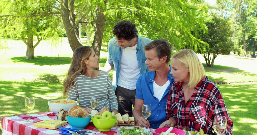 Group of Friends Enjoying Outdoor Picnic in Park - Free Images, Stock Photos and Pictures on Pikwizard.com