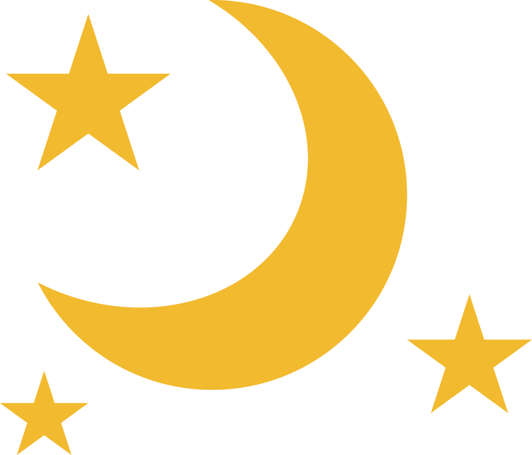 Crescent Moon and Stars on Transparent Background, Vector Illustration