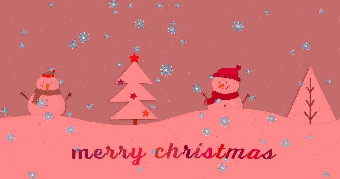 Festive Merry Christmas Snowman in Winter Wonderland