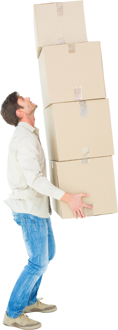 Courier Balancing Transparent Stacked Cardboard Boxes - Download Free Stock Images Pikwizard.com