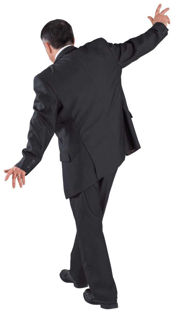 Mature Businessman Balancing on Transparent Background