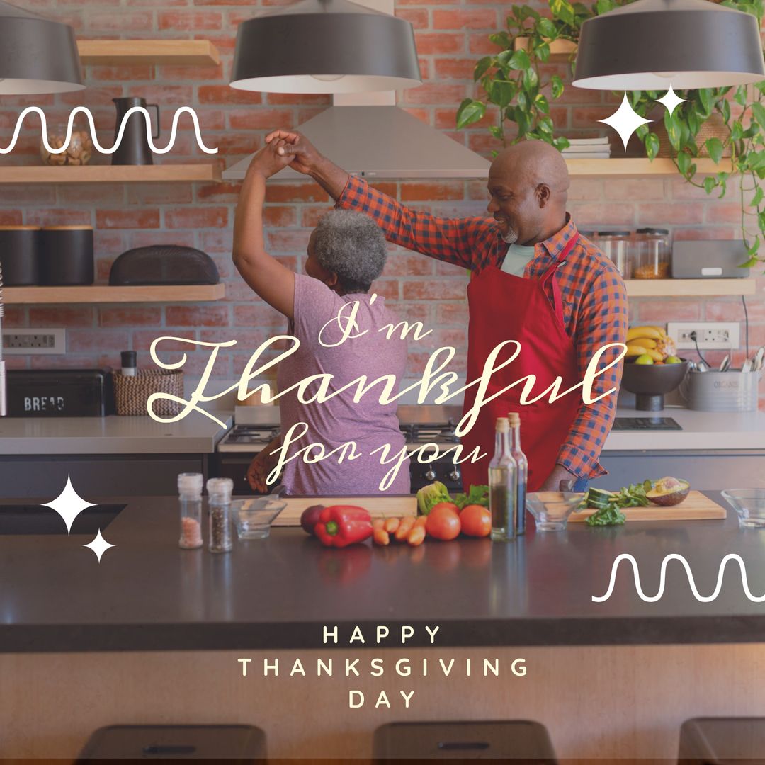 Happy Senior Couple Dancing on Thanksgiving Day