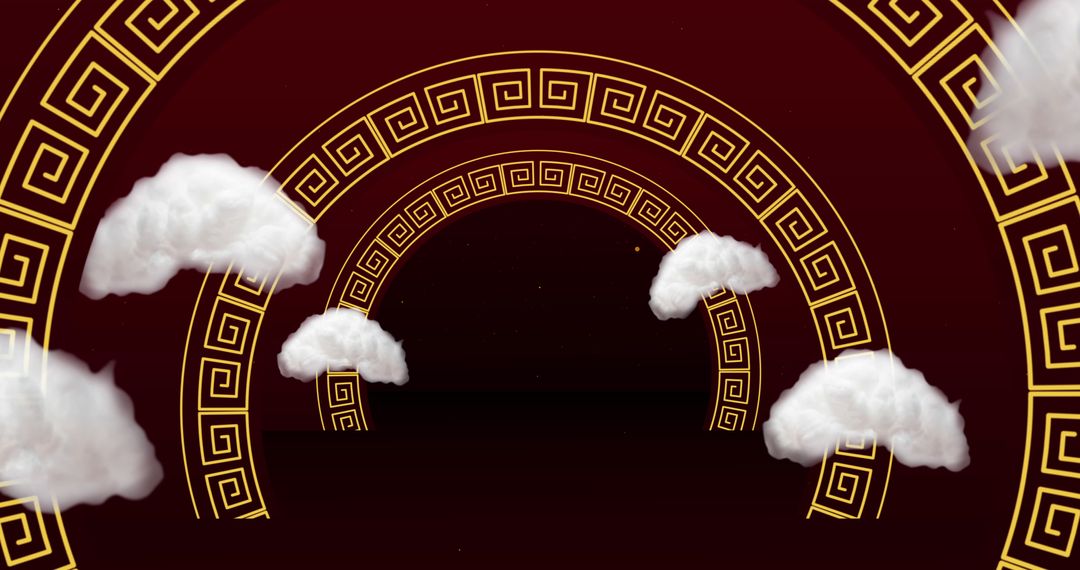 Chinese New Year Festive Red Background with Traditional Patterns