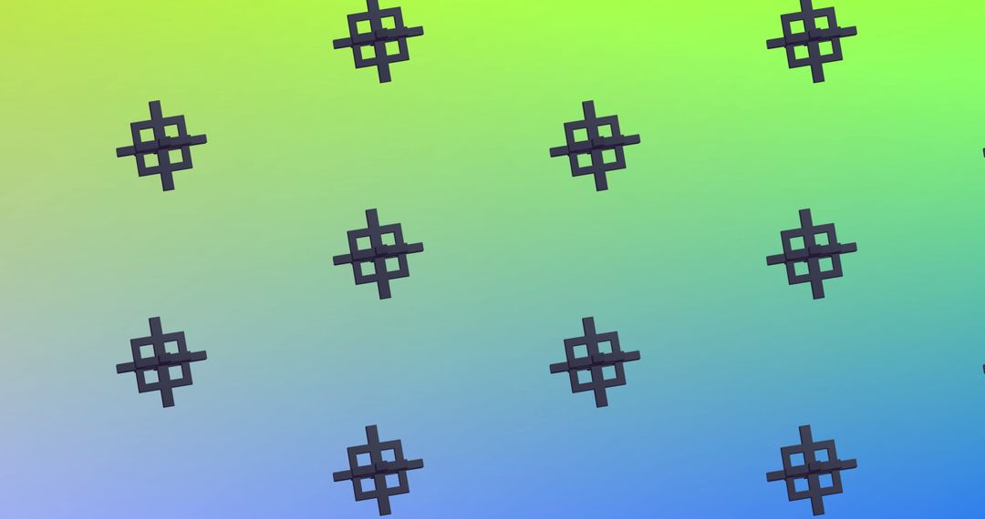 Abstract Black Shapes on Gradual Green to Blue Background