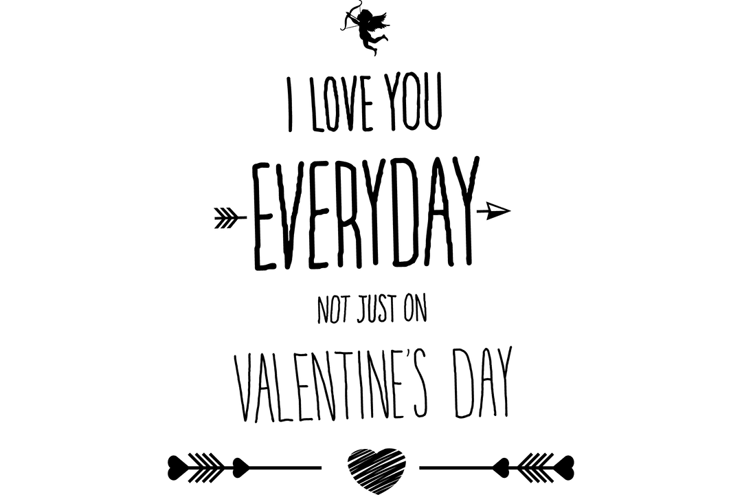 Valentine's Day Typography on Transparent Background