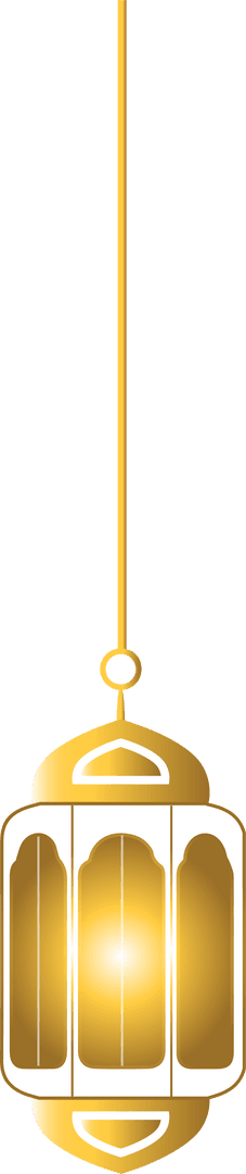Golden Ornate Lantern Hanging Elegantly on Transparent Background