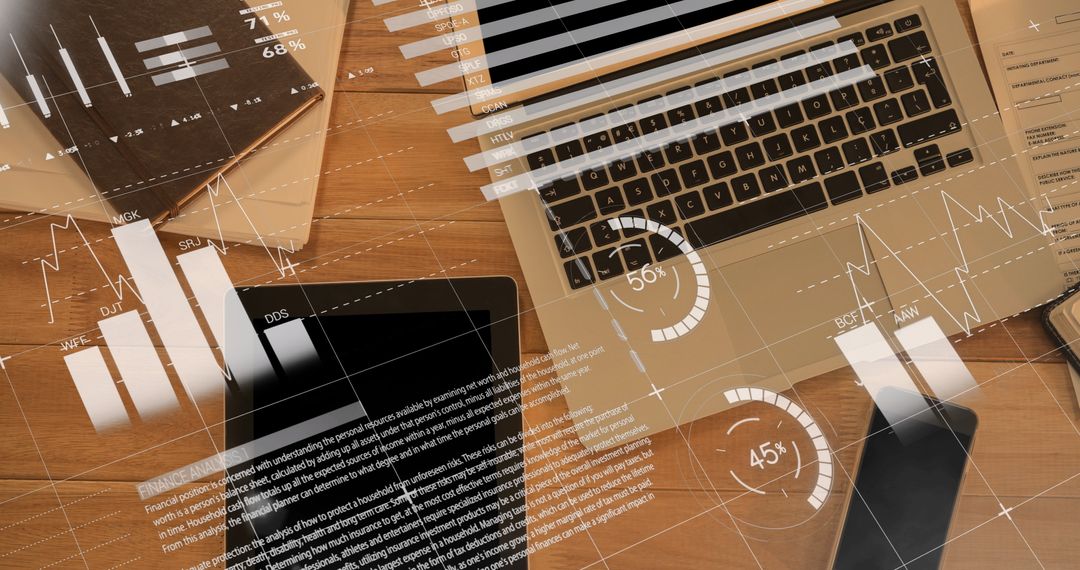 Financial Data Operations With Laptop and Digital Devices