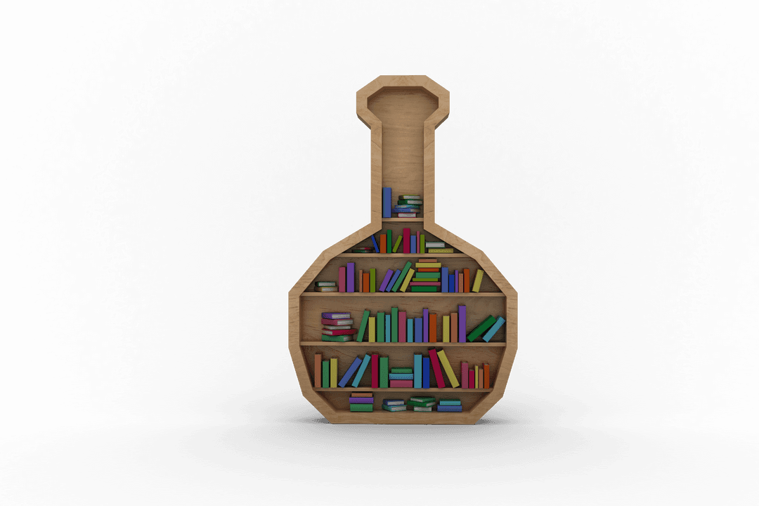 Florence Flask Shaped Bookshelf with Colorful Books, Transparent Background - Download Free Stock Images Pikwizard.com