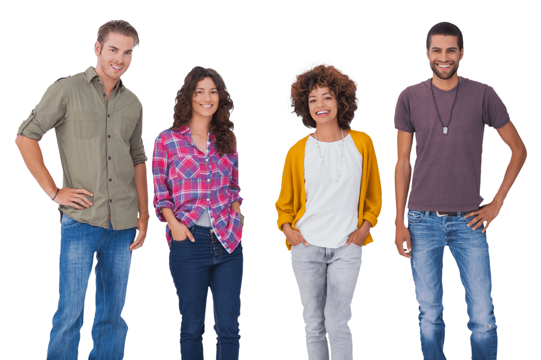 Transparent Background Diverse Group Casual Fashion Smiling
