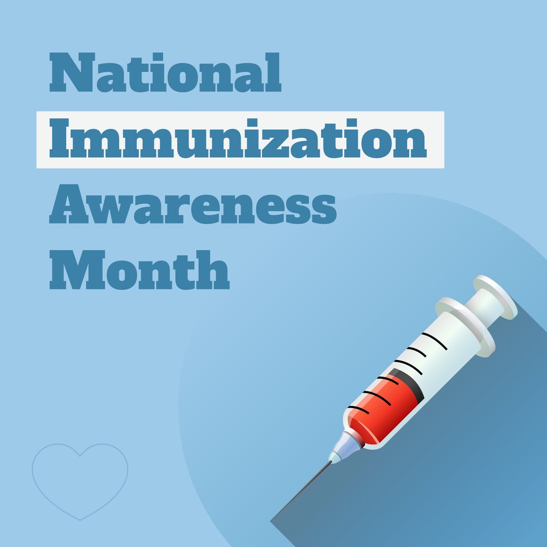 National Immunization Awareness Concept with Syringe on Blue Background