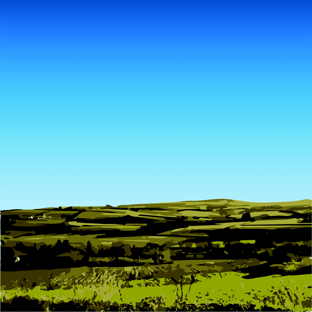 Scenic Field Landscape Under Clear Blue Sky on Transparent Background