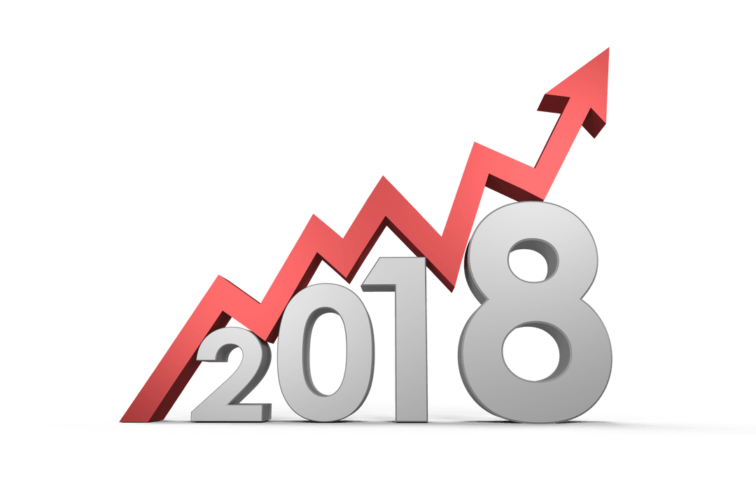 2018 Year Success Red Arrow Trend on Transparent Background