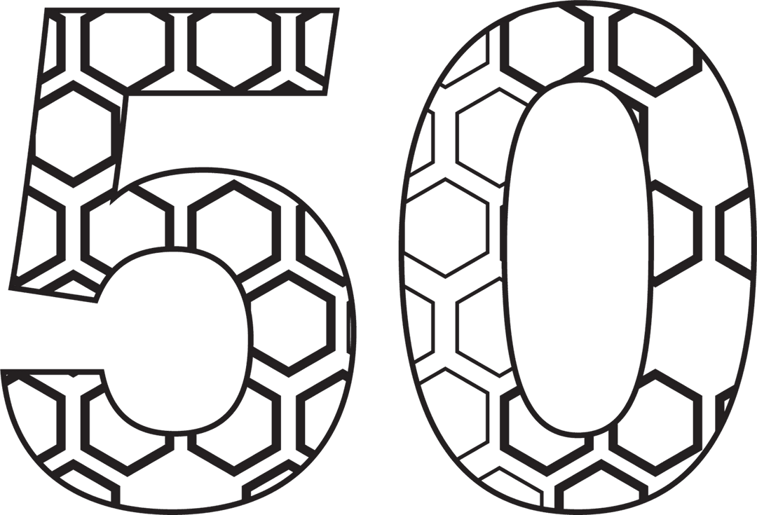 Geometric Number 50 Illustration on Transparent Background