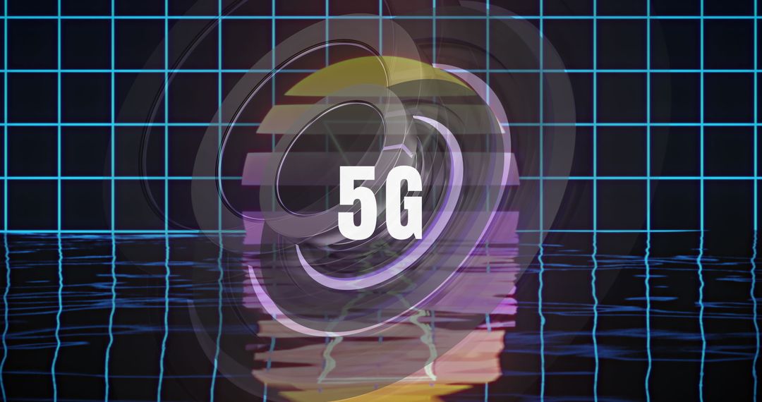Digital 5G Technology with Moving Shapes and Reflection