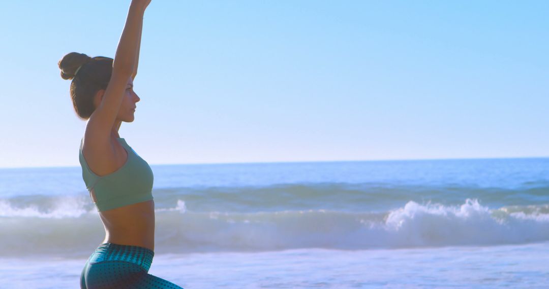 Young Woman Practicing Yoga on Beach at Sunrise - Free Images, Stock Photos and Pictures on Pikwizard.com