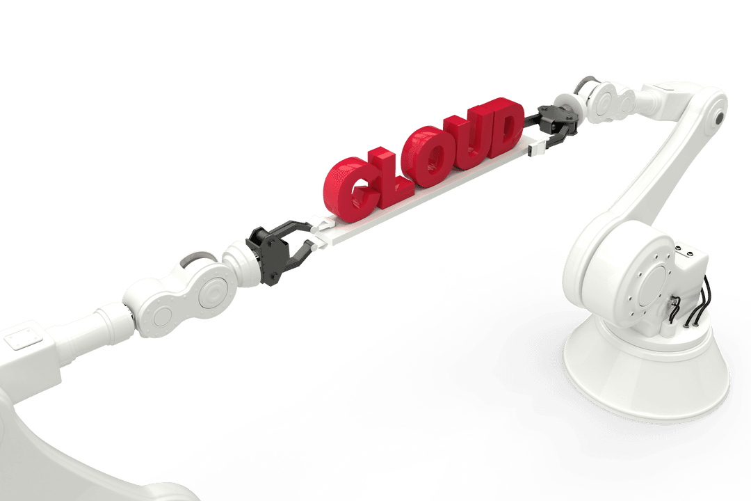 Robotic Arms Assembling 'Cloud' Text on Transparent Background - Download Free Stock Images Pikwizard.com